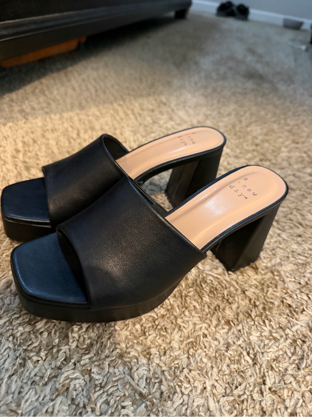 a new day Black Open-Toe Platform Mule Heels